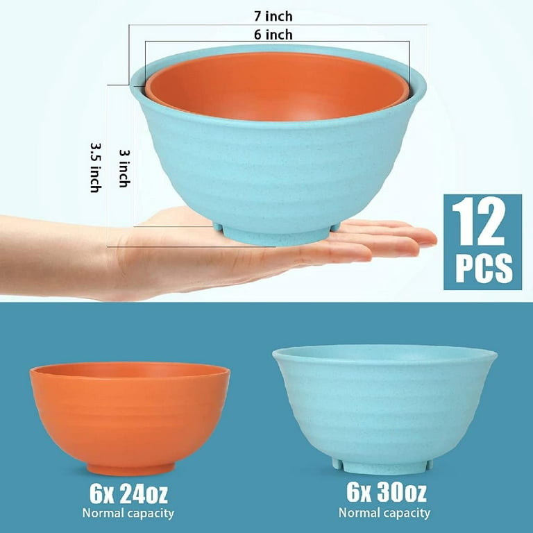Unbreakable Large Cereal Bowls Set of 6, 32 Oz Bpa-Free Microwave