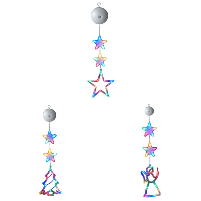 3 Luces LED Navideñas para Cortina Decorativa Ventana Multicolor (estrella)