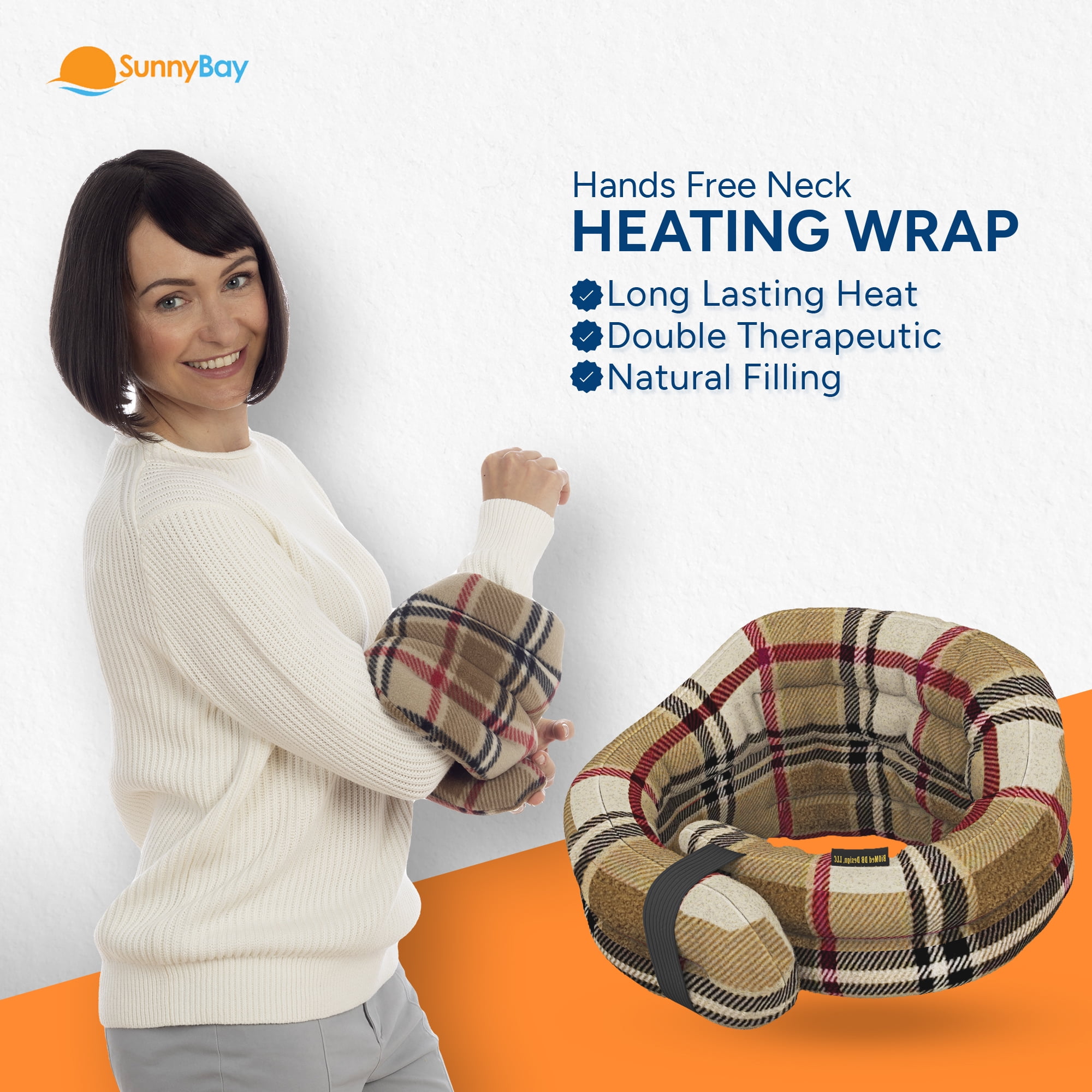 SunnyBay Microwave Heating Pad, Microwavable Heated Neck and Shoulder Wrap, Hands-Free Weighted Moist Hot or Cool Pack, Soft Fleece Cover and Flaxseed Filling, 27x7 (London)
