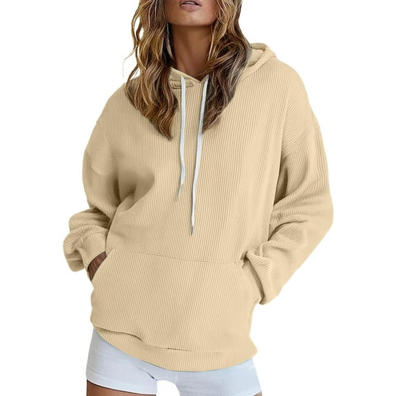 Women's Oversized Pullover Hoodie Drop Shoulder Design Soft Fleece-Lined Sweatshirt Comfortable Casual Lounge Wear