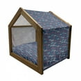 thumbnail image 2 of Bicycle Pet House, City Race and Bike Sketches in Colorful Design Retro on Blue Background Print, Outdoor & Indoor Portable Dog Kennel with Pillow and Cover, 5 Sizes, Multicolor, by Ambesonne, 2 of 5