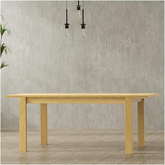 Expandable Dining Table for 8 with Butterfly Leaf, Solid Oak Veneer Top, Rectangular Kitchen Table in Brown