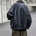 thumbnail image 2 of Chaqueta de cuero de Pu estilo callejero americano y europeo para hombre, ropa de motociclista a la moda, chaqueta de abrigo de cuero holgada para hombre, 2 of 5