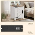 thumbnail image 6 of OKD End Table with Charging Station and Barn Door, Farmhouse Rustic Wood Sofa Side Table for Living Room, Bedroom, Antique White, 6 of 7