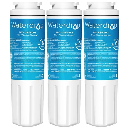 Waterdrop UKF8001 Compatible with Whirlpool EDR4RXD1, 4396395, EveryDrop Filter 4, Maytag UKF8001P, UKF8001AXX-750, Refrigerator Water Filter, Pack of 3