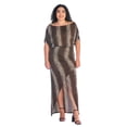 thumbnail image 3 of Plus Size Animal Batwing Sleeve Front Slit Maxi Dress, 3 of 3