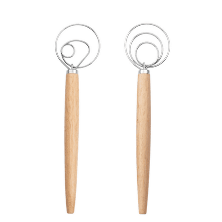 

Kitchen Danish Dough Whisk - Traditional Dutch Whisk Baking Tool For Bread Batter Cake Pastry Three laps + Single Lap