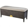 thumbnail image 1 of SEI Meubles Hatterleigh Velours Haut de Rangement Banc en Brun Clair, 1 of 3