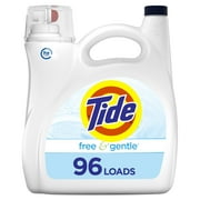 Angle View: Tide Free & Gentle HE, 96 Loads Liquid Laundry Detergent, 150 Fl Oz