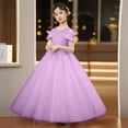 thumbnail image 4 of CPNG Girls' Off-the-Shoulder Sequin & Glitter Tulle Ball Gown Dress – Embellished Bodice, Ruffled Sleeves & Sparkly Floor-Length Skirt for Flower Girl, Wedding Pageant & Formal Events, 4 of 9