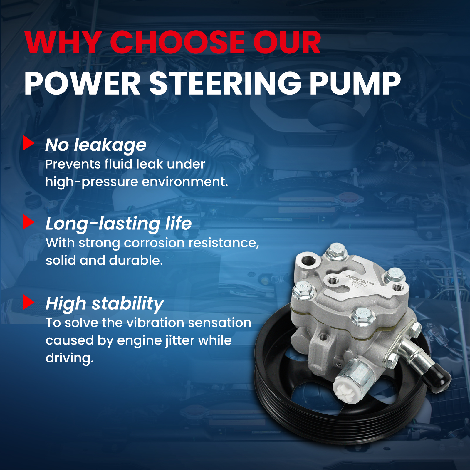 MOCA AUTOPARTS Power Steering Pump w/ Pulley Fit for 2004-2010 Nissan TITAN 5.6L & 2005-2009 Nissan Armada 5.6L & 2008-2010 Nissan Pathfinder 5.6L