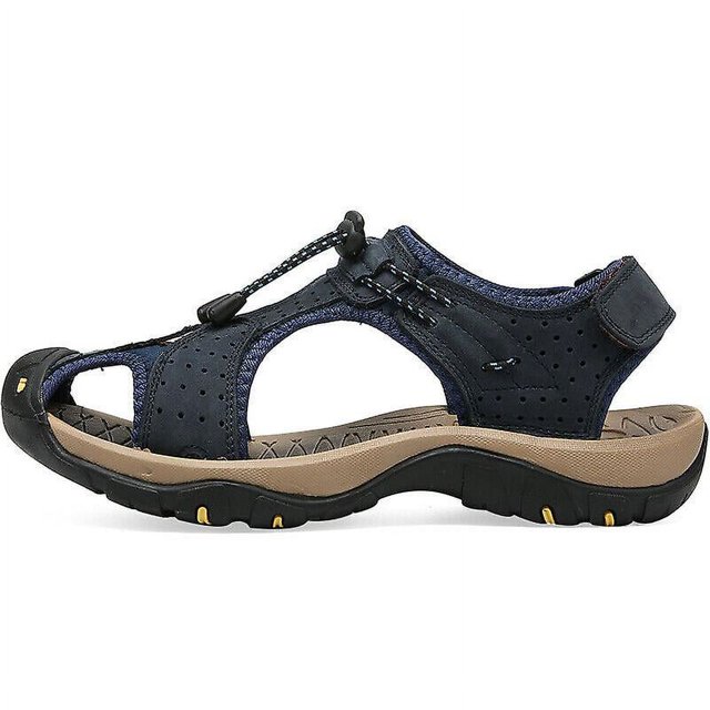 New Summer Men Sandals Leather Hiking Shoes Anti-slip Slippers Closed Toe Beach