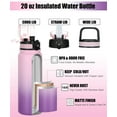 thumbnail image 5 of Oldley Stainless Steel Water Bottle, 20 Oz, Pink, Slim Bottle, kid waterbottle, with 3 Lids & Strap, 5 of 6