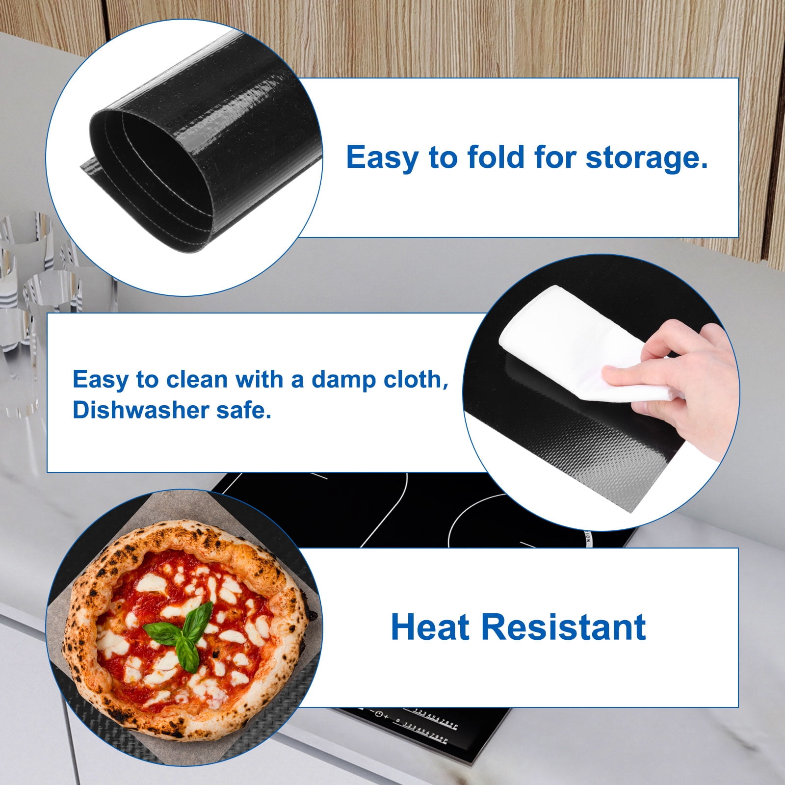 Uxcell Induction Cooktop Protector Mat 20.8x24 Inch, Electric Glass Top Stove Burner Covers Waterproof Heat Resistant