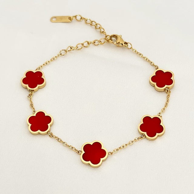Pulsera de trébol de acero inoxidable para mujer, brazalete de flor verde de lujo, Color dorado, joyería de alta calidad, regalo nuevo, 2023