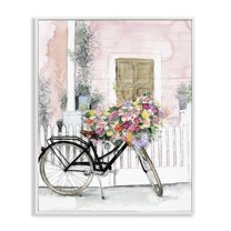 Stupell Industries Watercolor Bicycle Bouquet Botanical & Floral Painting White Framed Art Print Wall Art, 11 x 14