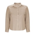 thumbnail image 4 of Linen Shirts For Women Womens Gauze Tops Summer Blouses For Women Peasant Blouse Beach Vacation Tshirts Linen T Shirts For Women Flowy Tops For Women Gauze Tunic Tops For Women Khaki S, 4 of 6