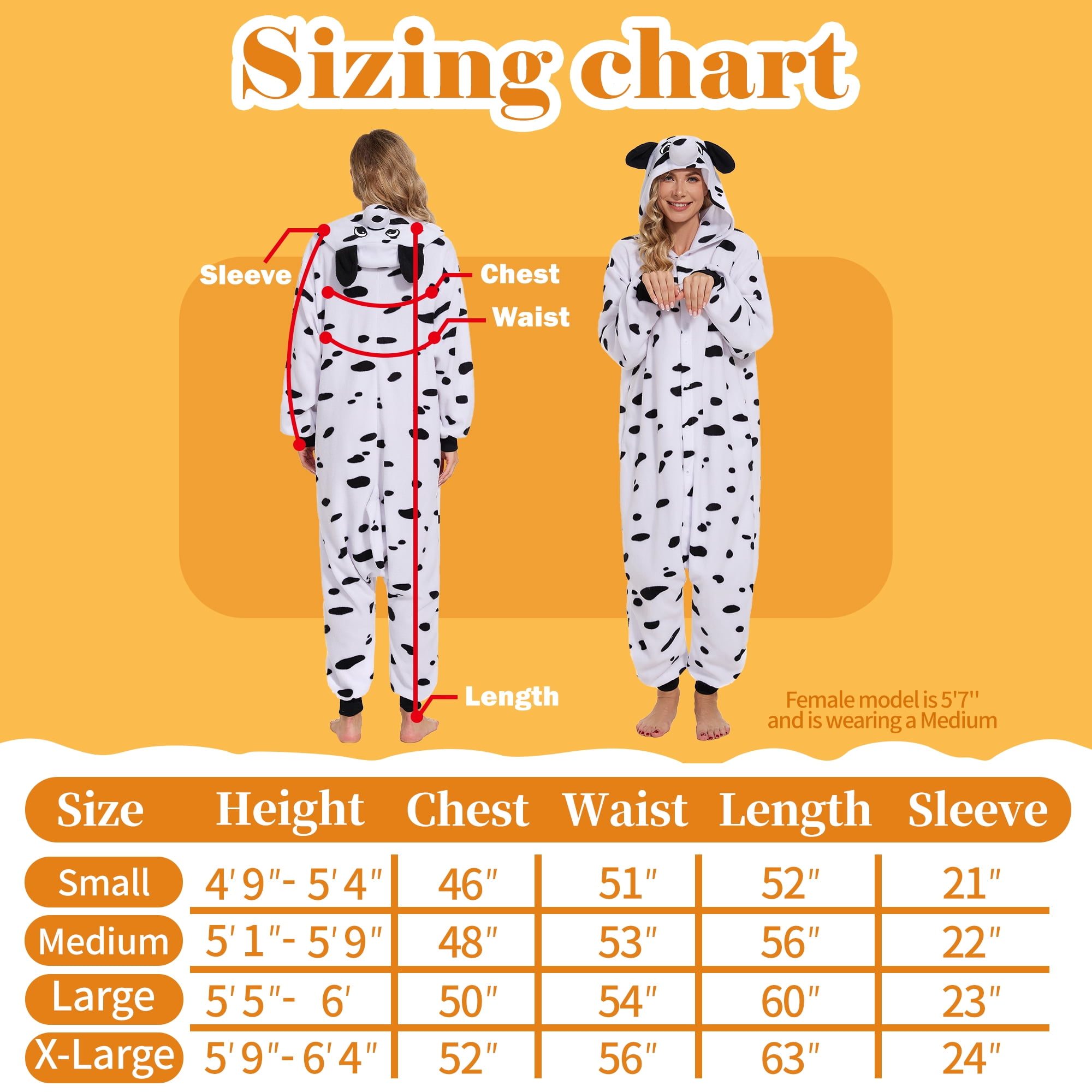 Dalmatian Onesie Adult CANASOUR Christmas Pajamas Polyester Animal Cosplay Suit Small