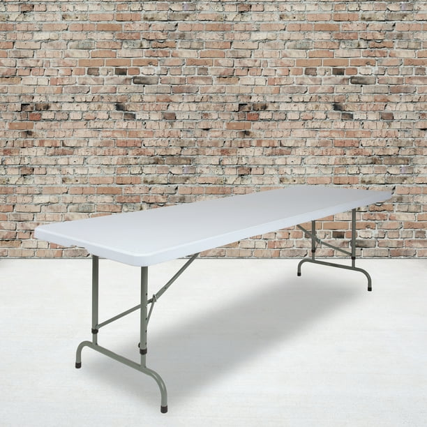 Flash Furniture 8-Foot Height Adjustable Granite White Plastic Folding Table