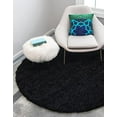 thumbnail image 2 of Unique Loom 3151364 Tapis Rond Shag Uni 4 x 4 Pi, Noir Jet, 2 of 15