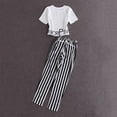 thumbnail image 3 of Women Summer Fashion Sets Short Sleeve Crop Tops & Striped Capri Pants, 3 of 6