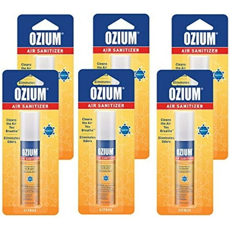 Ozium 0.8 Oz. Air Sanitizer & Odor Eliminator For Homes, Cars, Offices And More, Citrus Scent, 6-Pack