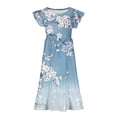 thumbnail image 3 of LOVZFMLL Robe d'Été à Fleurs pour Filles Manches Courtes Poches à Volants Col Rond Imprimé pour Enfants, 3 of 5