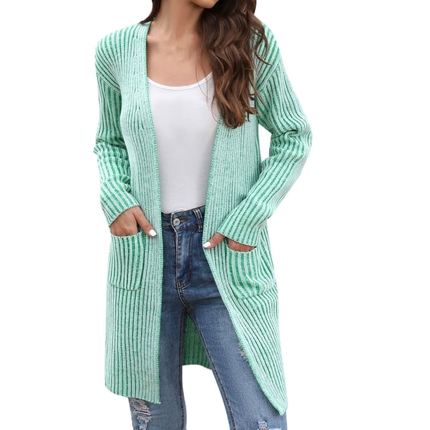 Gibobby Suéter mujer Cárdigan con Botones Suéter para Mujer Chamarra de punto de un solo pecho(Verde,M)