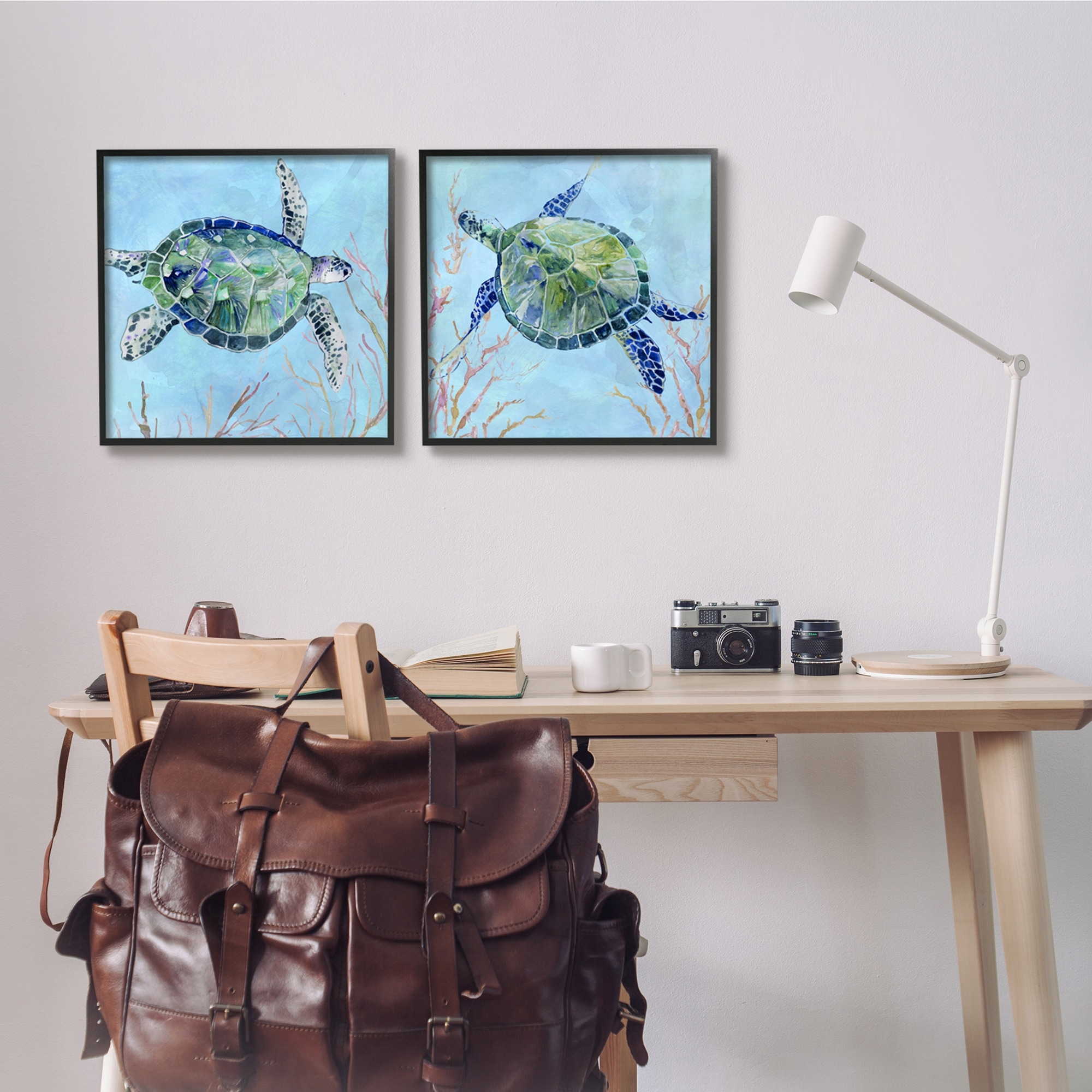 Stupell Indtries Abstract Blue Green Sea Turtles Deep Sea Coral,17 x 17,Design by Carol Robinson