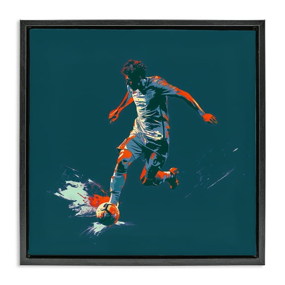 Stupell Industries Winning Soccer Goal Sports Painting Black Floater Framed Canvas Art Print Wall Art, 18 x 18