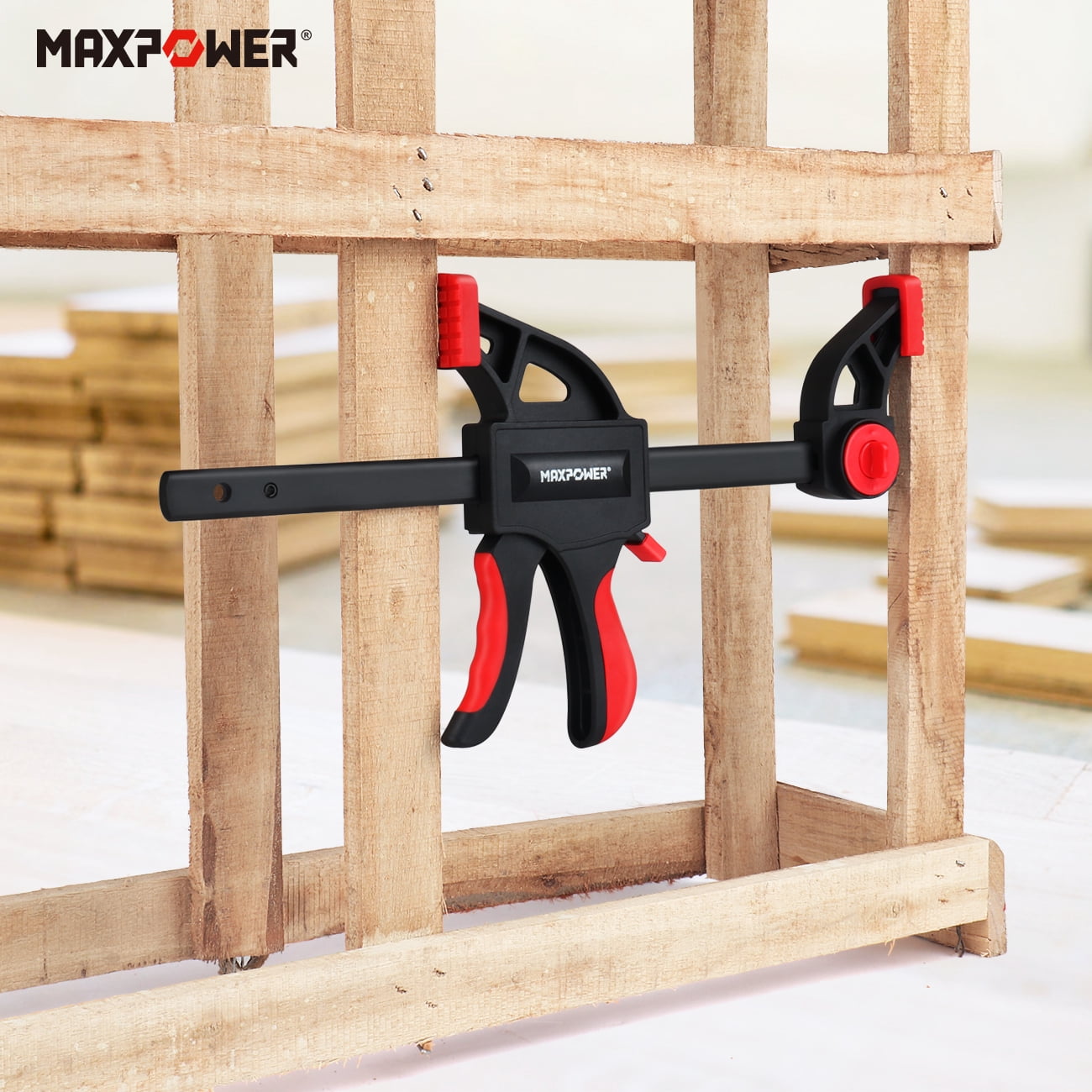 MAXPOWER 12" Wood Bar Clamp, Light Duty Woodworking Clamps set, Pack of 4