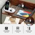 thumbnail image 5 of Eunos Tall Nightstand with Charging Station, 4 Fabric Drawer Dresser with LED and Handle, Wood Grain Print, 5 of 8