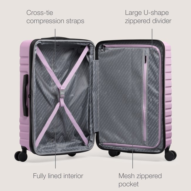 U.S. Traveler Boren Hardside Rugged Spinner Luggage, Lavender, 26" Checked Medium