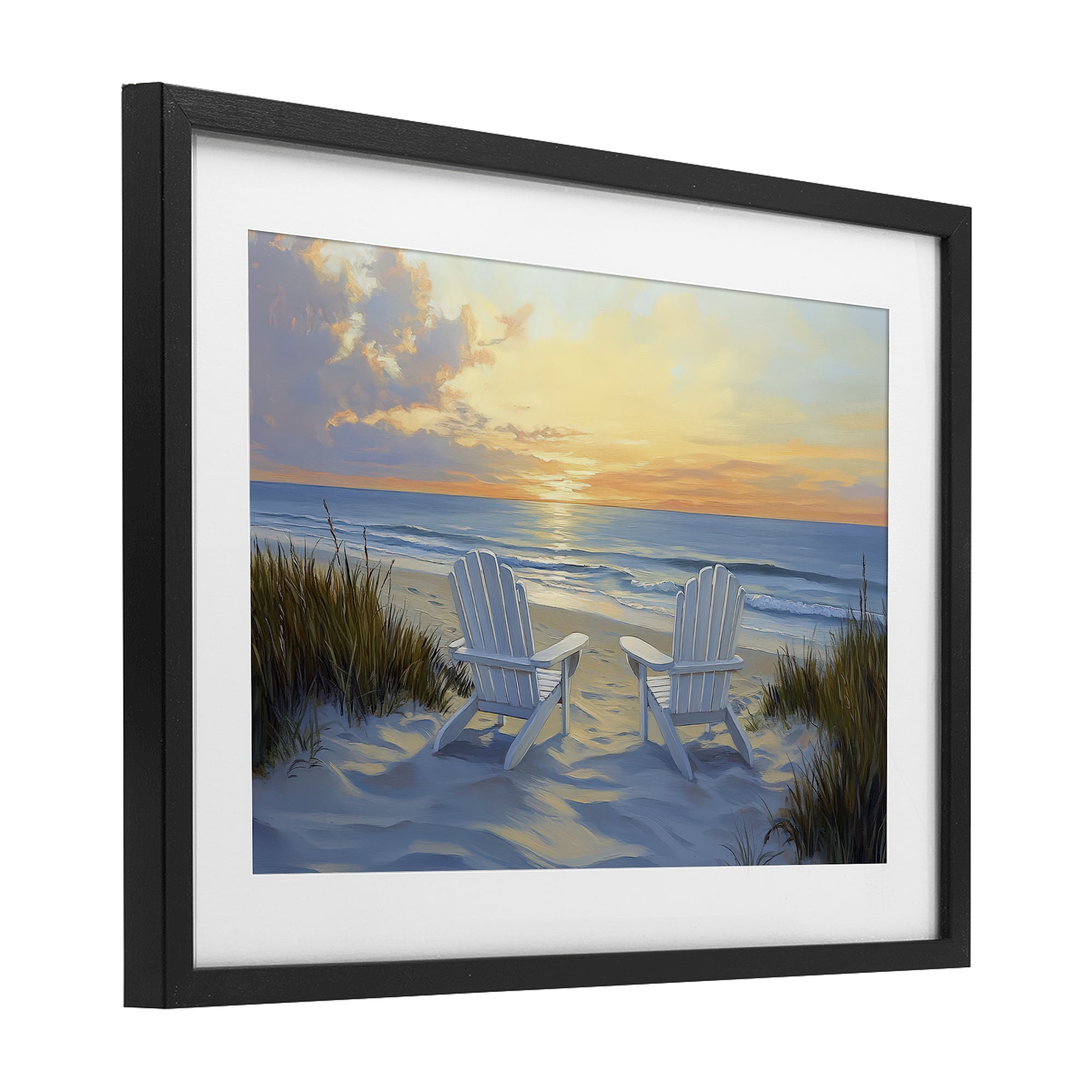 Stupell Industries Calm Beach Sunset Overlook Black Framed Print Under Glass, design by Petal Prints Design