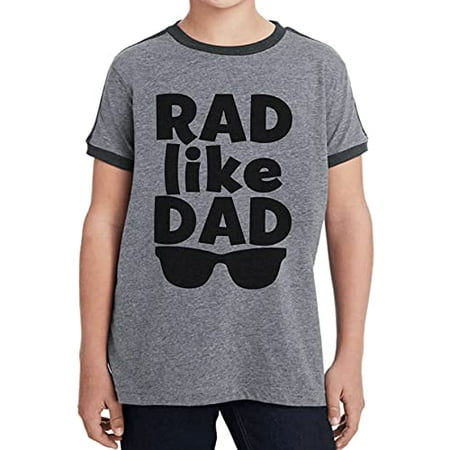 

7 ate 9 Apparel Kids Rad Like Dad Father s Day Grey Retro Ringer Tee