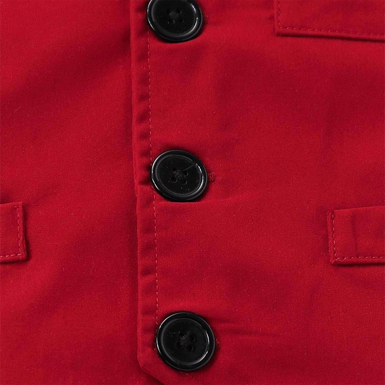 Gubotare Toddler Wedding Outfit Boy Toddler Boy Suit Gentleman Outfit Button up Shirt Bow Tie Vest Elastic Pants Formal Clothes 6-7,(Red 6-7 Years)
