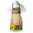thumbnail image 3 of Wooden Apron Fence Garden Yard Summer Spring Daisy Flowers Butterfly Grass Rustic Print, Unisex Kitchen Bib Apron with Adjustable Neck for Cooking Baking Gardening, Brown Green Yellow, by Ambesonne, 3 of 3