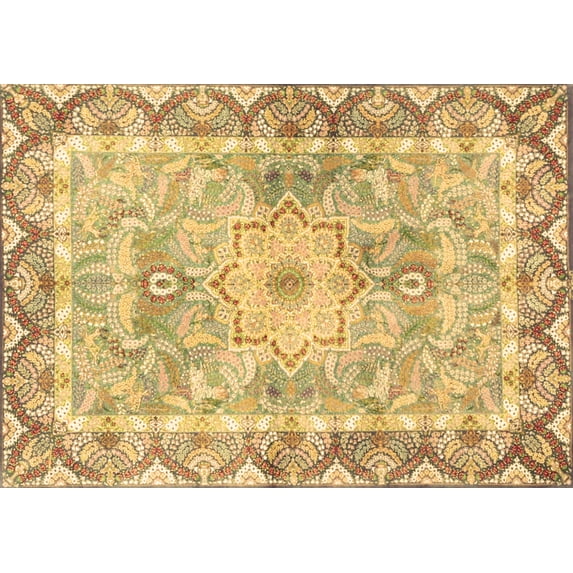 Ahgly Company Indoor Rectangle Medallion Brown Traditional Area Rugs, 7' x 9'