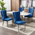 thumbnail image 4 of LegaHome Dining Chairs Set of 2, Modern Upholstered Velvet Dining Room Chairs with Nailhead Trim and Chrome Stainless Steel Plating Solid Wood Legs, Tufted Button Padded Chairs Set for Kitchen, Blue, 4 of 9