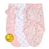The Peanutshell Newborn Swaddles for Baby Girls, 3 Pack Set, Pink Floral Stars