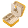 thumbnail image 3 of REGALWOVEN Mini Travel Jewelry Box with Mirror for Women, Portable Jewelry Organizer Case Storage Display Holder for Earring Ring Yellow, 3 of 7
