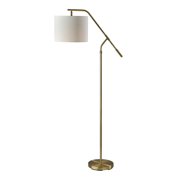 Simplee Adesso Milo 60" Antique Brass Floor Lamp with Off-White Drum Shade (SL9503-21)