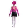 thumbnail image 2 of Haitryli Big Girls Sparkly Tuxedo Bodysuit Outfits Fringe Latin Dance Leotard with Gloves Hat Ballroom Dancing Costume Hot Pink 16, 2 of 5