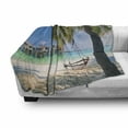 thumbnail image 3 of Beach Soft Flannel Fleece Blanket, Hammock Under Palm Leaves in Heaven Beach Paradise Caribbean Peace Sun Summer Print, Cozy Plush for Indoor and Outdoor Use, 50" x 70", Multicolor, by Ambesonne, 3 of 6