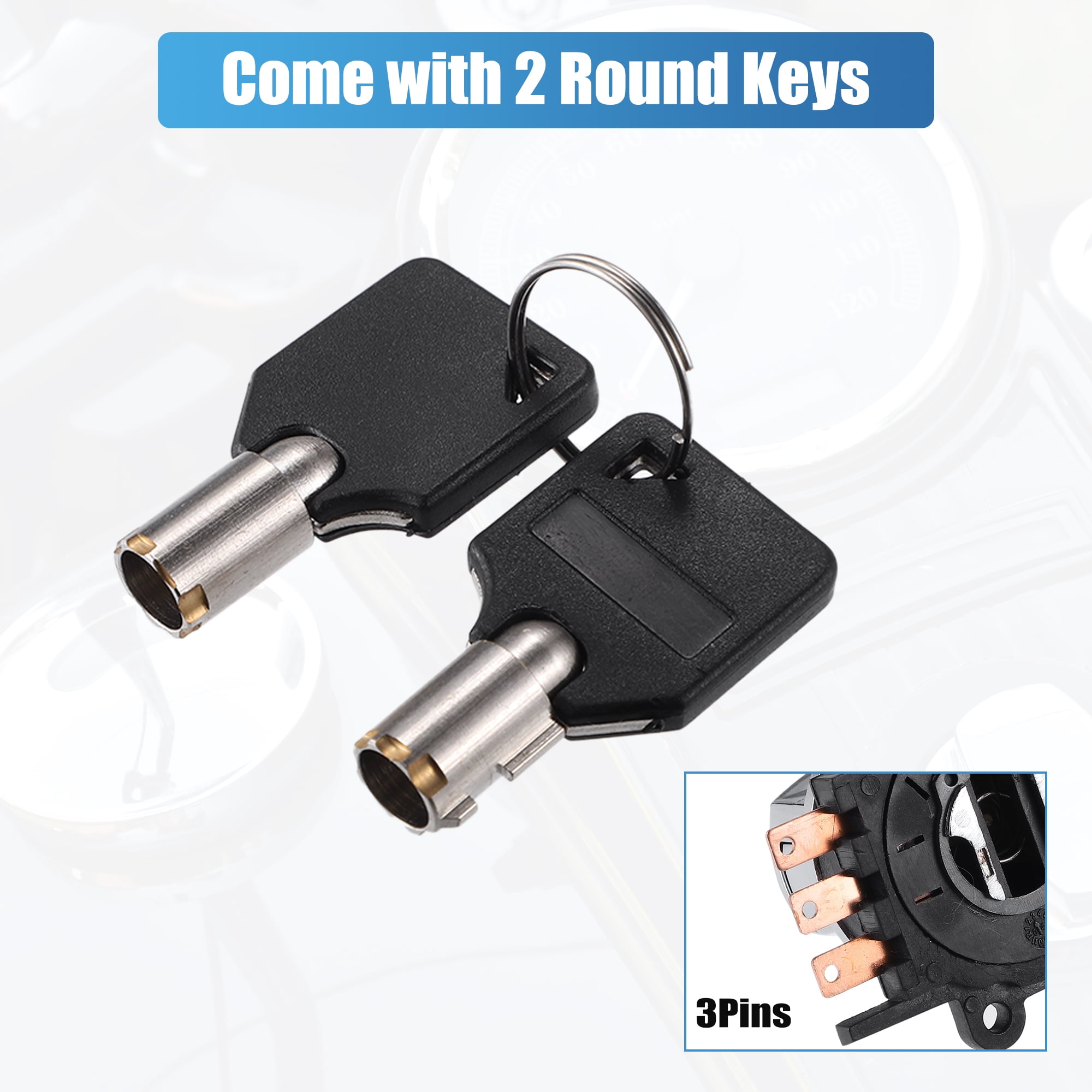 Unique Bargains 1 Set Round Key Ignition Switch Fit for Harley-Davidson Softail Road King 1993-2013 Silver Tone