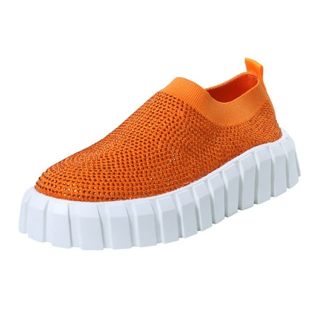 

nsendm Women High Top Sneakers Breathable Shoes Outdoor Shoes Sports Fashion Mesh Runing Women s Sneakers Size 10.5 Orange 9.5