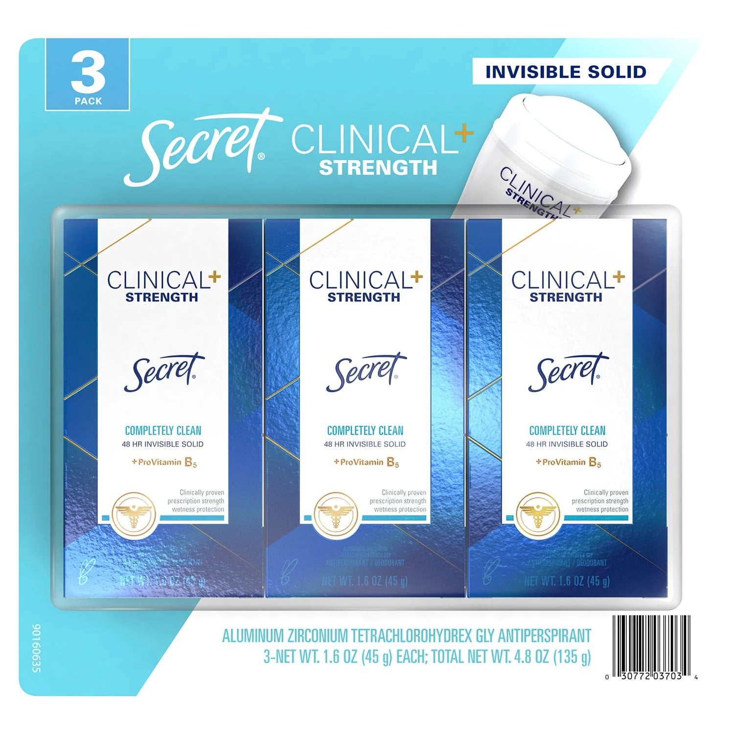 Secret Clinical Invisible Solid Antiperspirant, Completely Clean (3