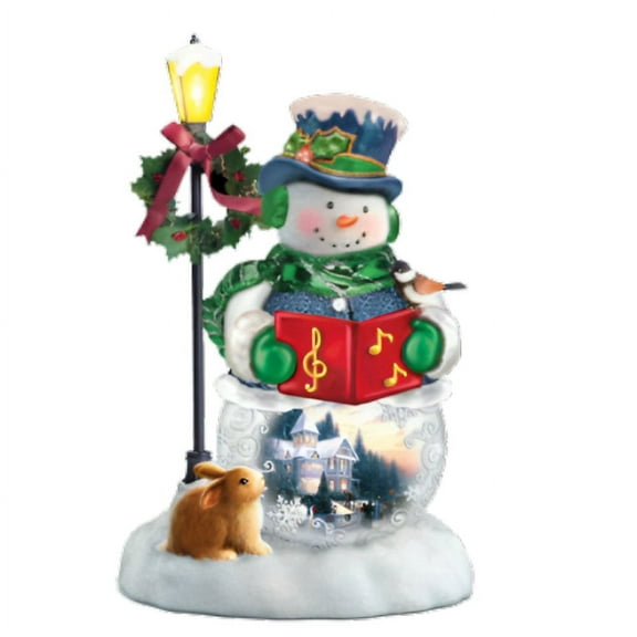 The Bradford Exchange A Merry Christmas Wish Snow Wonderful Snowman Collection Issue #2 Hand Painted Elegance With Light Music  Christmas Decoration Figurine by Thomas Kinkade 7.75-inches