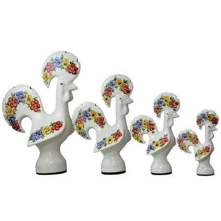 Glass Hand Painted Rooster - Portuguese Hand Painted Ceramic Decorative Figurine Rooster Spring