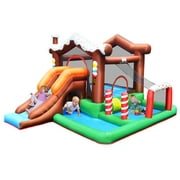 Costway Inflatable Bouncer Bounce Snow House Jump Climbing Slide w/ BallPit & tunnel